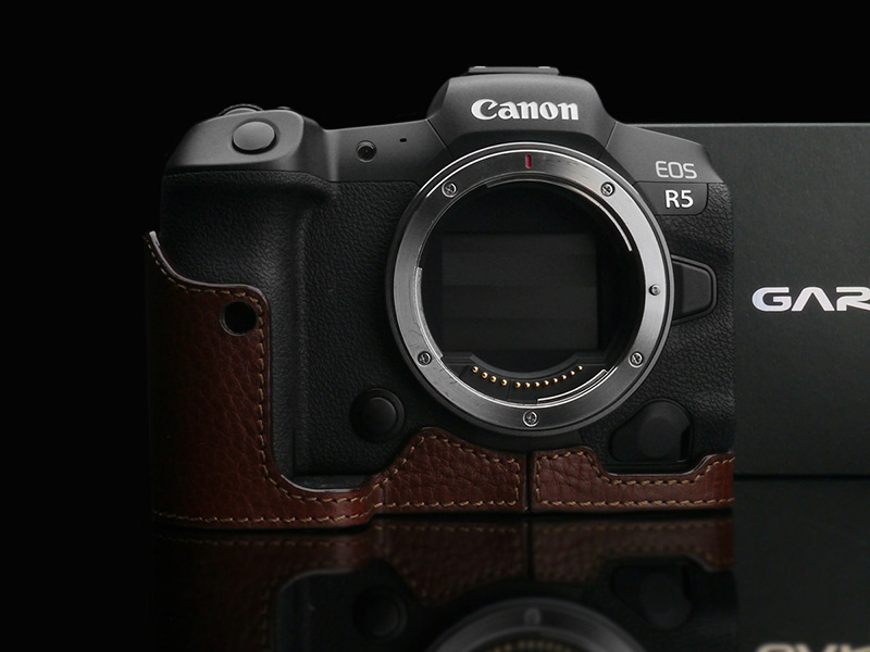 Canon eos R5 皮カバー　ブラックグリーンカメラ