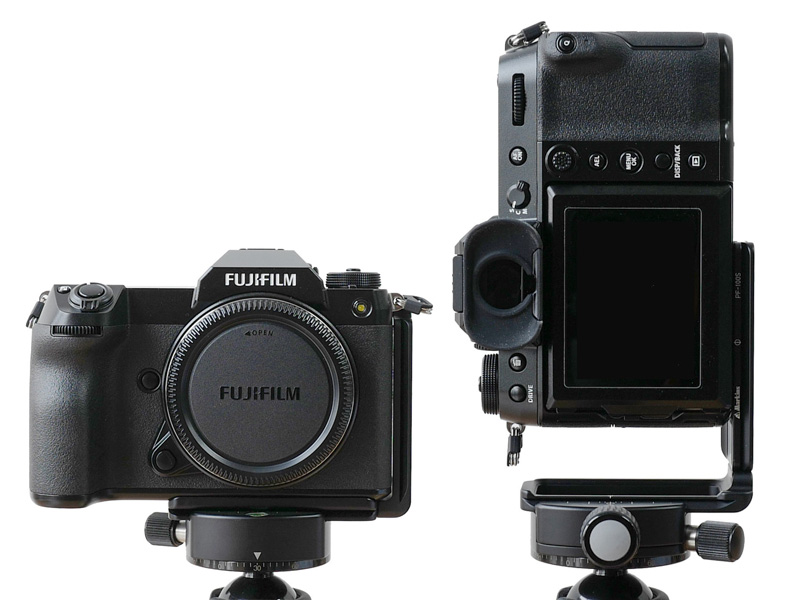 マーキンスの「FUJIFILM GFX100S」用カメラプレート。L型ブラケットに