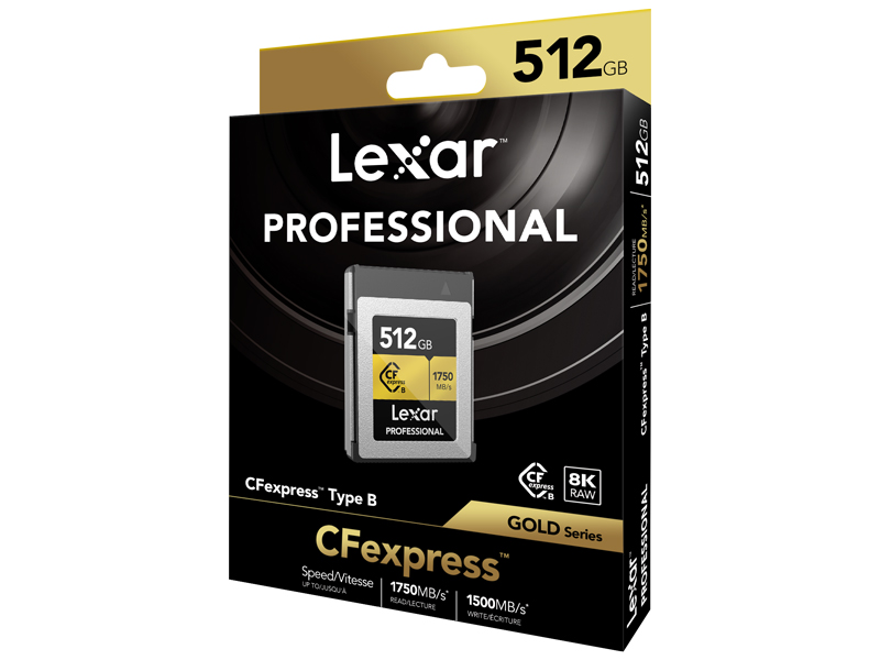 Lexar、CFexpress Type Bカード「GOLD」に128GB/256GB/512GBを追加