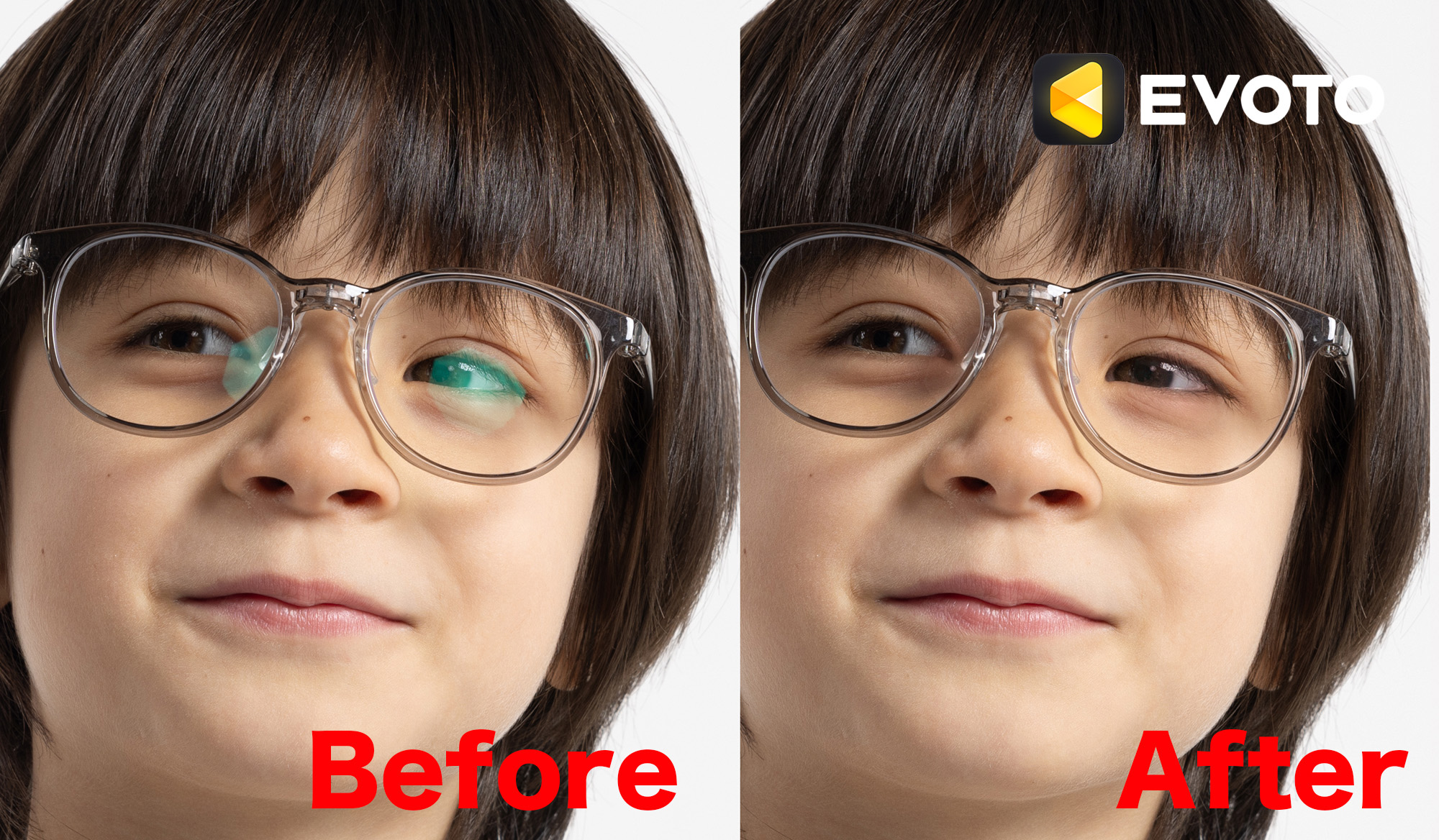 AIレタッチソフト「Evoto」に最新版　メガネの反射が短時間で除去可能に
