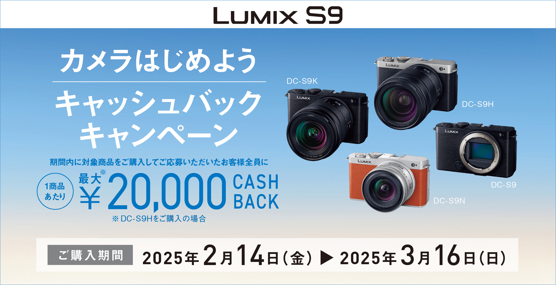 キャンペーン】「LUMIX S9」でカメラをはじめよう…パナソニック