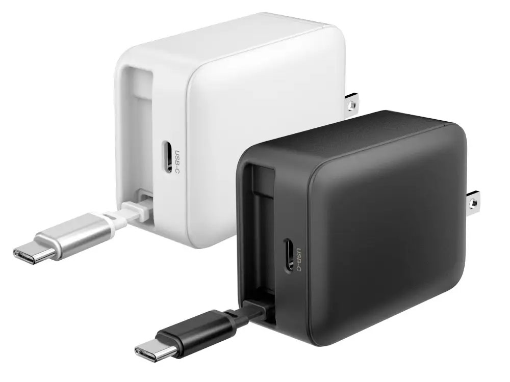 巻き取り式ケーブルを内蔵した65W出力のUSB充電器 - デジカメ Watch