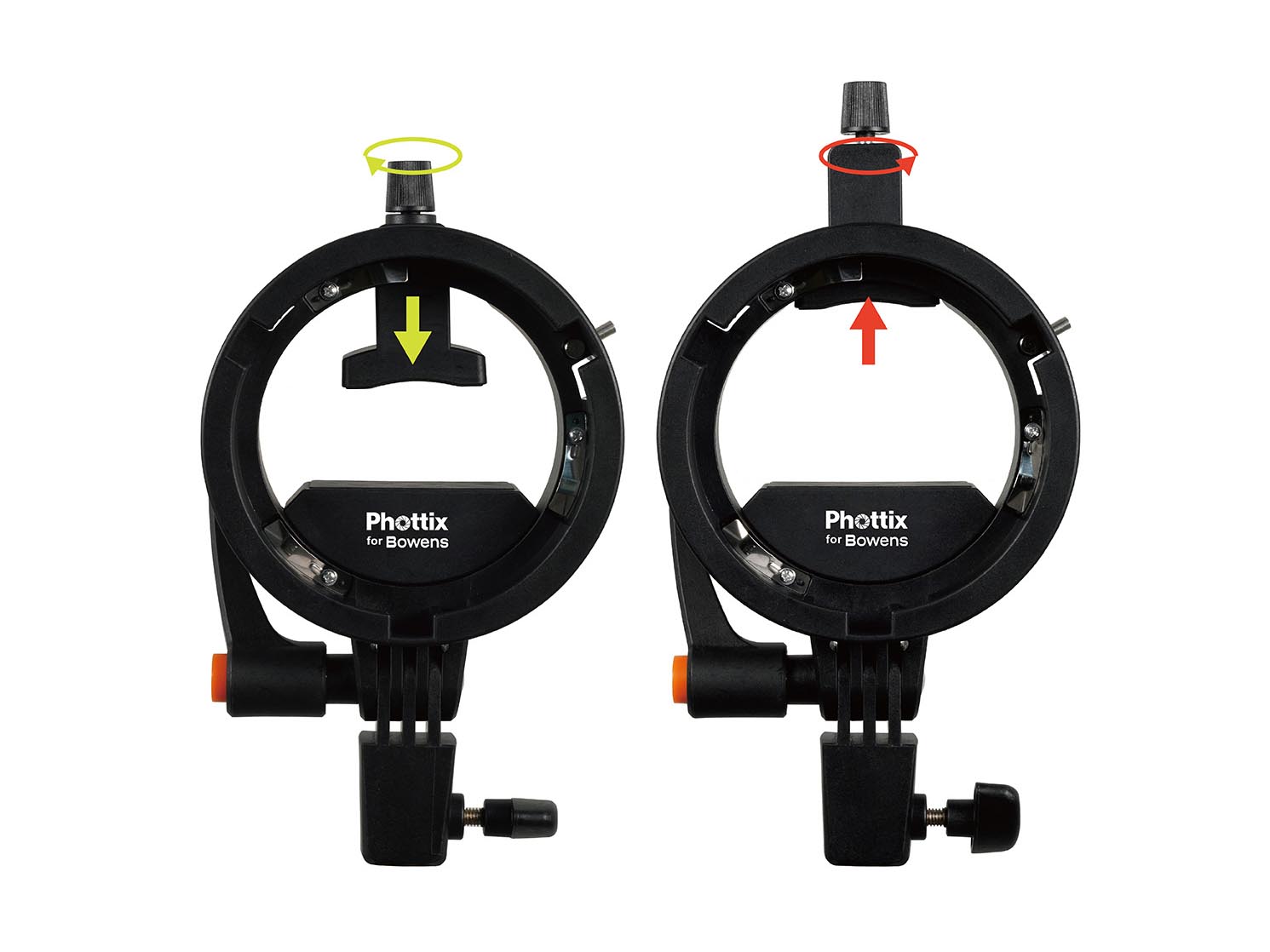ボーエンズマウント用アクセサリーをクリップオンストロボに装着　角型／円型ヘッドに両対応　Phottixブランドから