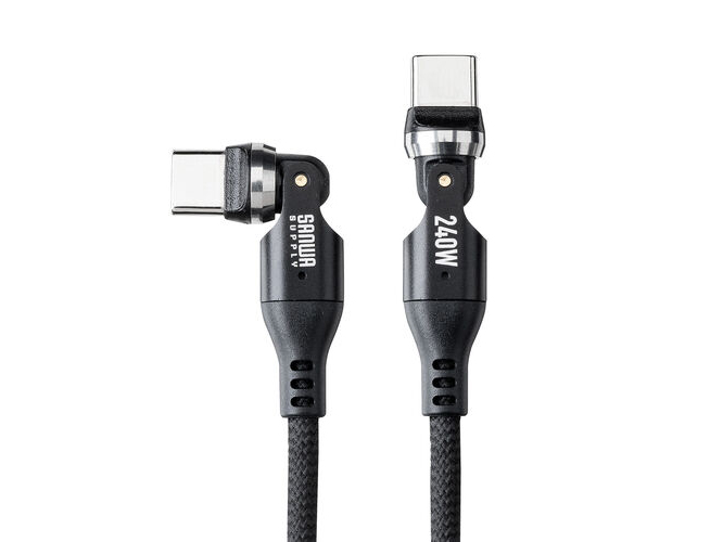 コネクターを左右に倒せるUSB Type-Cケーブル　同時に360°の回転も
