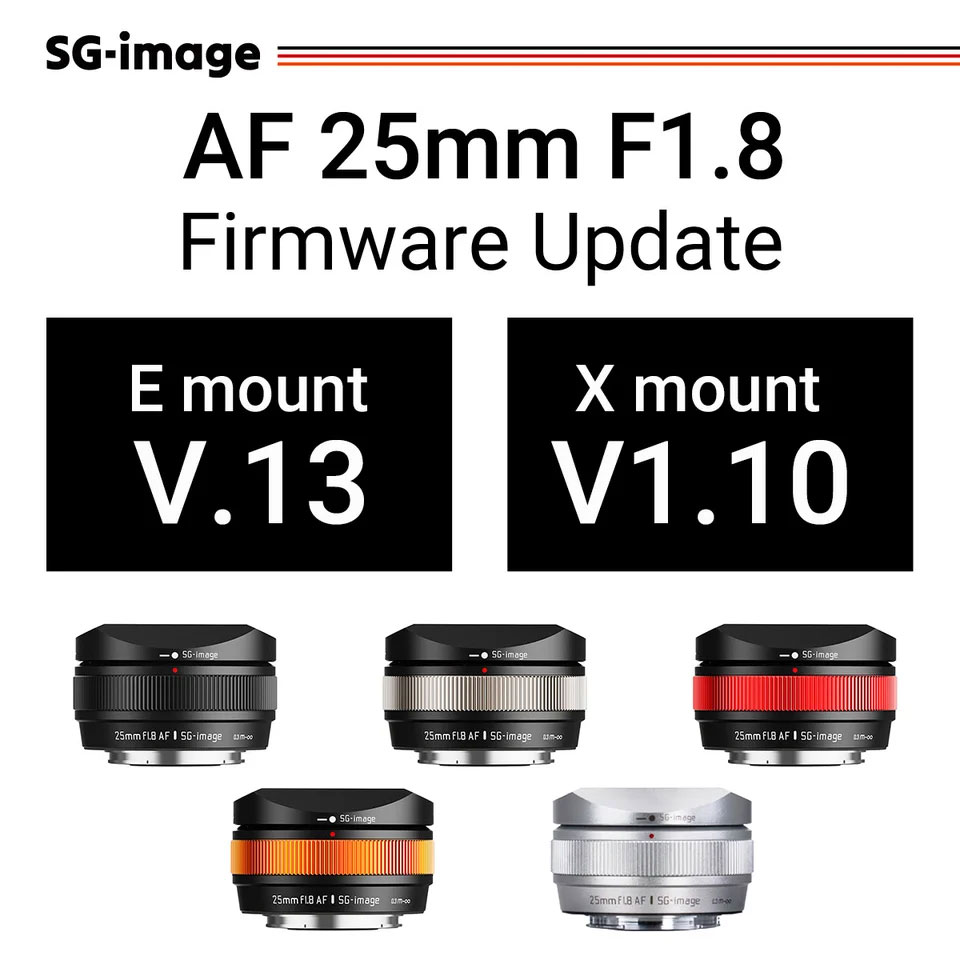 「SG-image AF 25mm F1.8」の歪曲補正が最適化　ソニーE/富士フイルムXマウント用　