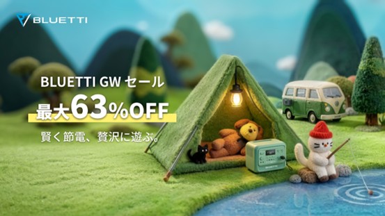 キャンペーン：ポータブル電源など最大63％OFFのBLUETTI「GWセール」　指定セット購入でアウトドア用品のプレゼントも