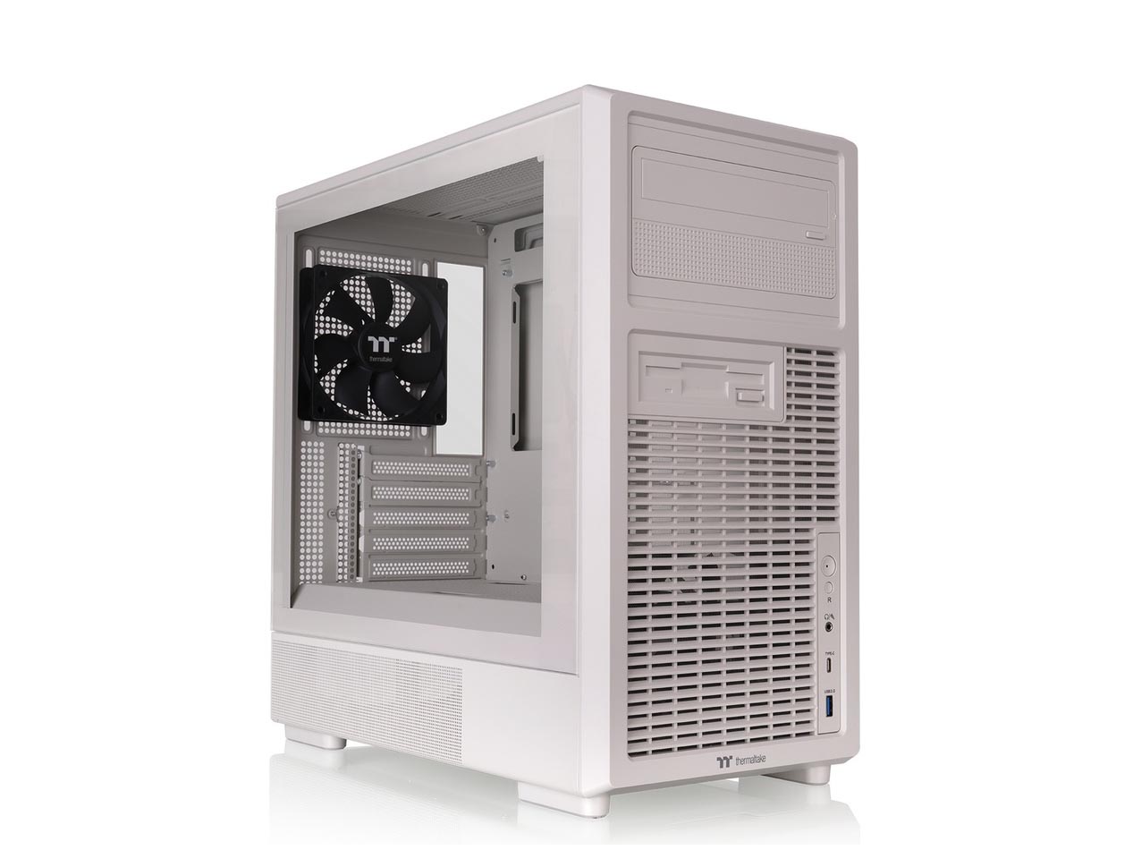 現代仕様なのにレトロな見た目のPCケース　5.25インチ・3.5インチベイ風のフロントパネルを採用