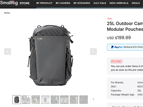 SmallRigが「本格的カメラバッグ」市場に参入　25Lのバックパックスタイル　落下防止用の「返し」も